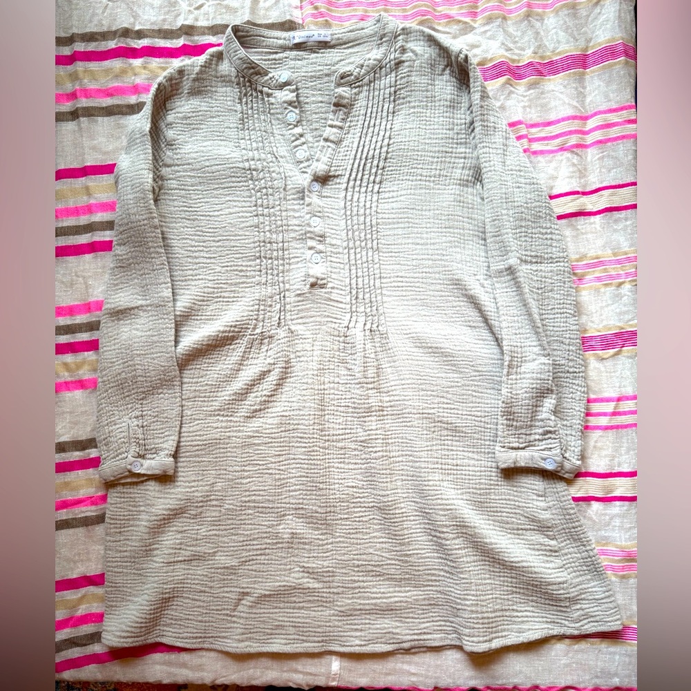 Textured Cream Tunic Dress